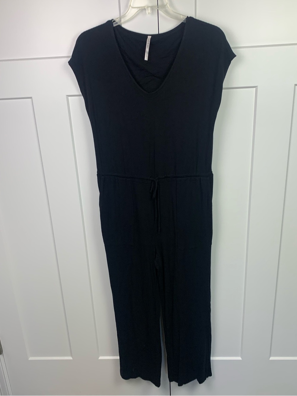 Soma LARGE Black Romper Jumpsuit Pants Built In Bra Lounge Comfort Minimalist